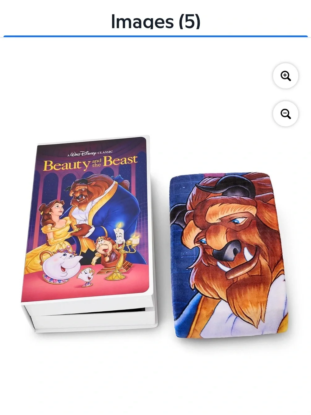 Disney Beauty and the Beast VHS boxed silk touch throw. NEW IN BOX